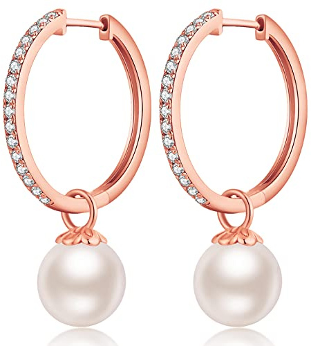 jiamiaoi Weißgold plattiert Große Creolen Silber 925 Damen Ohrringe Creolen Groß Silber Creolen mit Perlen Ohrhänger Silber 24MM Sterlingsilber Runde Creolen mit Stein Glitzer Damen