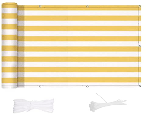 Yoosing BalkonSichtschutz SeitenSichtschutz 110x450cm, Balkonverkleidung Wind- und UV-Schutz, Wind- und UV-Schutz Wetterfest für Terrasse Garten Zaun