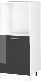 Vicco Herdumbauschrank R-Line, Anthrazit Hochglanz, 60 cm | Backofennische auf komfortabler Höhe · 2 Einlegeböden · Höhenverstellbare Füße · 1 Tür · Einfache Integration ✓