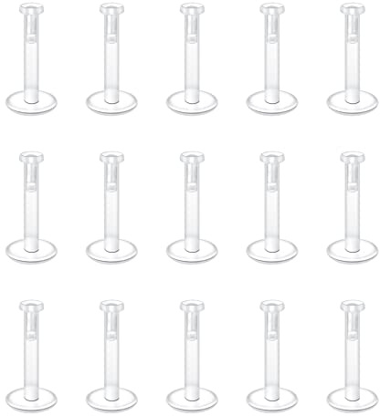 vcmart Ashley 15stk Lippenpiercing Plastik Labret Steckers Bioflex 6-12mm Flexibler Kunststoff Piercing Tragus Helix Ashley