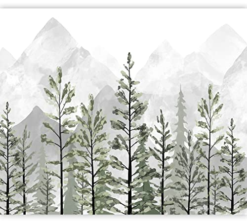 murando Fototapete selbstklebend Natur 441x315cm Foto Tapete Tapetenfolie Möbelfolie Wandverkleidung Wandtapete Motivtapeten Bildtapete Wohnzimmer 3d Effekt Modern Wald Berge Bäume wie gemalt