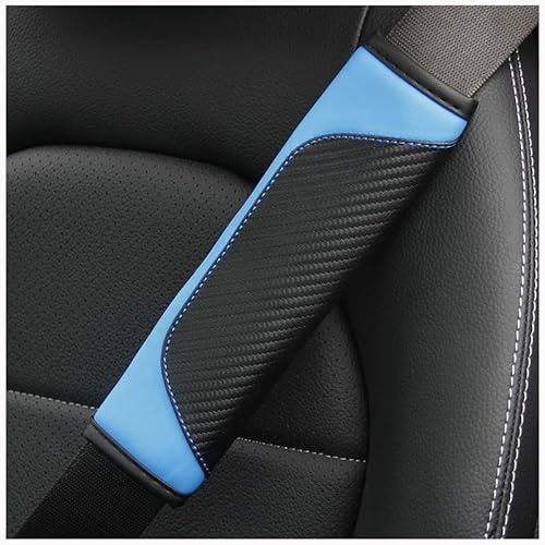 2 Stück Auto Gurtpolster,PU Leder Universal Weich Auto Sicherheitsgurt Schulterpolster Gurtschoner Auto Gurtschutz Gürtelkissen Schutzkissen Polsterung für Sitzgurt für Kinder Erwachsene,Schwarz Blau