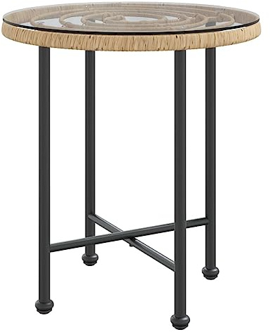 vidaXL Esstisch Gartentisch Terrassentisch Garten Terrasse Bistrotisch Gartenmöbel Balkontisch Glastisch Tisch Stahlrahmen Ø50cm Hartglas Stahl