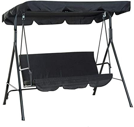 Swing Chair Canopy Replacement,3 Seater Swing Seat Canopy Replacement, Waterproof/sunproof Resistant Swing Canopy Cover for Garden Outdoor(Black)