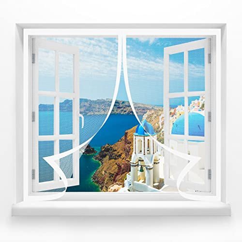 Fliegengitter für Dachfenster 265 x 185 cm Moskitonetz für Fenster Fliegen Netz Ripstop für Dachfenster mit Reißverschluss, Weiß