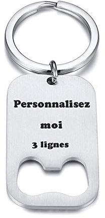 Porte-clés Personnalisable Décapsuleur Ouvre-bouteilles Gravure Laser Cadeau Original Unique Personnalisé Prénom 3 Lignes Message Acier Inoxydable Fête Anniversaire Identité Date Citation Crémaillère