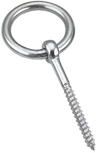 Augbolzen mit Holzgewinde und Ring 4X45 1 Stück Edelstahl A4 - Ringbolzen mit Holzgewinde, Ösenschrauben mit Holzgewinde - NIRO, Nirosta, AISI 316