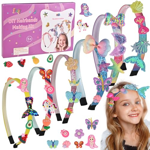 GOLDGE Haarband-Set für Mädchen, Haar-Accessoires, Basteln, Haarreif, Basteln, Haarband, Handwerk, Mädchen, Spielzeug für Mädchen von 5 – 12 Jahren, Geburtstagsgeschenk für Mädchen