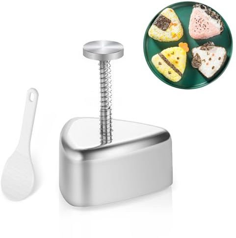 Onigiri Form Sushi Maker Onigiri Mold Sushi Dreieck Reisbällchen Maker Form Stainless Onigiri Maker Sushi Form und Reislöffel für DIY Sushi Herstellungsset, Dreieck Onigiri Form