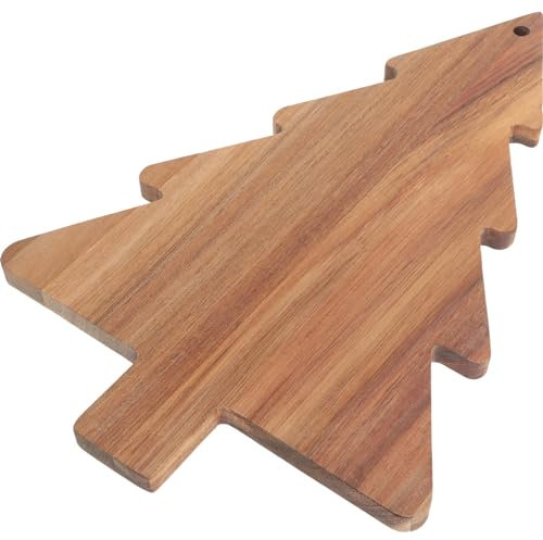 Amosfun Tagliere Forma di Albero di Natale Vassoio in Legno per Servire Cibo Tagliere per Snack e Portata