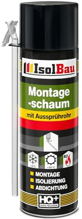 Isolbau B2 Montageschaum mit Aussprührohr - 1 x 500 ml PU-Bauschaum für Montage, Isolierung, Abdichtung, Innen & außen