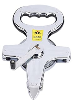 Mètre Ruban Rétractable 50m en Acier Inoxydable pour Chantier | Mesures Quotidiennes et Usage Maison, Poignée Ergonomique, Prise Confortable, Format Portable, Couleur Argenté