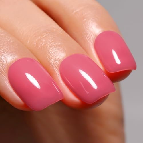 Firedeep Nude Gel Polish, 16ml Sheer Rose Pink for French Manicure, UV/LED Soak Off Jelly Nail Polish for Home Salon Art DIY