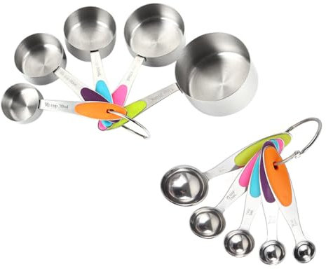 Alipis 10piezas Tazas Medidoras De Cocina Cucharas Medidoras Suministros Para Hornear Resistentes y Reutilizables