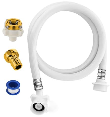 Tubo per lavanderia, tubo di ingresso dell'acqua della lavatrice, tubo di ingresso dell'acqua, rondella in PVC con interfaccia estensibile e rimovibile, tubo di riempimento per lavaggio più fresco e