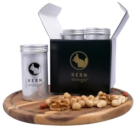 KERNenergie Nuss Geschenkset - Probierset frisch geröstete Nussmischungen - Geschenk für Männer und Frauen - Premium Nuss Geschenk - All Around The World Set 4 würzige Nussmixe als Präsent, 360g