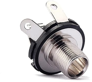 BESTonZON Gitarren Klinkenbuchsen 6,35mm aus Kupfer 10 Stück mit Schwarzen Unterlegscheiben und Muttern Mono Einbaubuchsen für Elektrisches Gitarrenzubehör und Live Sound Anwendungen