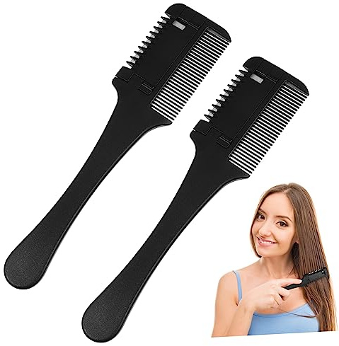 Healvian 2stücke Teiliges Haarschneidekamm Kunststoff Mit Doppelter Rasierklinge Sicherheitsschutz Für Dünnes Und Dickes Haar Vielseitig Zum Kürzen Formen Und Ausdünnen Praktisches Diy-styl