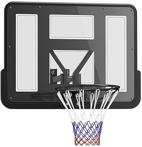 SPORTNOW Panier de Basket Mural Panier Basket, avec Panneau incassable, Cerceau en Acier et Filet indéchirable, vis de Montage, pour extérieur intérieur, Noir