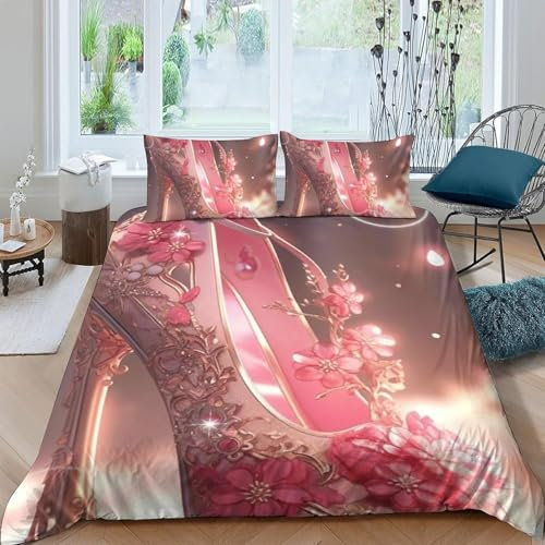 Tacco Alto Set Di Biancheria Da Letto Di 135X200 Cm Bambini 3D Stampa Digitale, Set Copripiumino 3 Pezzi In Microfibra Con Chiusura E Federa A Cerniera - Antiallergia -39952381559