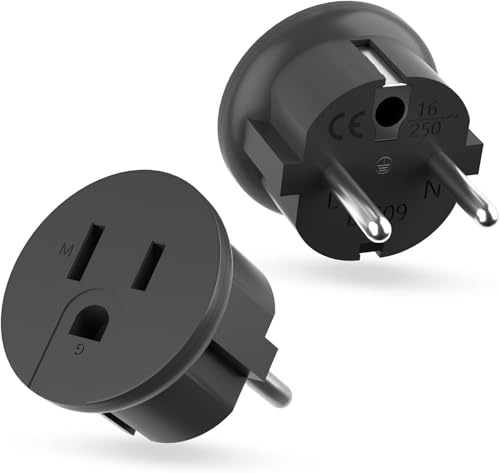 2X Adaptador de Enchufe de USA a Enchufe Europeo, Americano to España, USA a EU, Adaptador de Viaje Estados Unidos a Español (D)