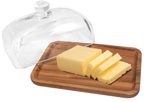 Shoze Butter Dish 1PC 8x12x10cm Glass Butter Keeper with Lid Container | Glass butter dish with lid for butter,cream cheese, compact keeper with serving ,for kitchen countertop,dining table use