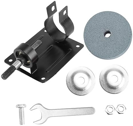 Mikikit Electric Drill Base Stand, Adjustable 38-43mm Bracket with Grinding Wheel, for Polishing and Edging, , Black Alloy Drill Holder