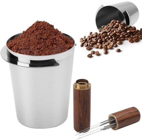 APOMOONS 58mm Dosierbecher und Espresso Nadel, Edelstahl Coffee Dosing Cup | Kaffee Dosierbecher Kaffee Siebträger Zubehör für Kaffee, Tee & Espresso Pulverzuführungsteil Kaffeemühle für 58mm Siebträger