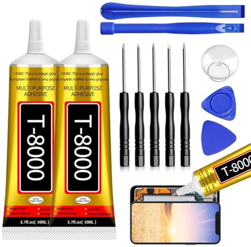 2 Stück T8000 Handy Display Kleber, T8000 Kleber, 100ml Handy Display Kleber Smartphone Glue, Für Bildschirmreparatur, Keramik, Stoff, Holz & DIY Handgefertigt