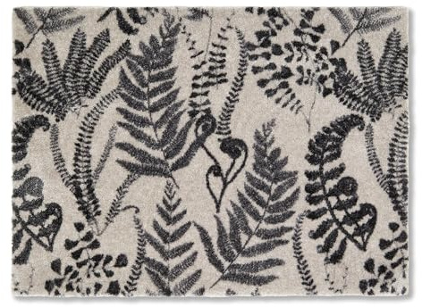Rutschfeste Türmatte innen - Farn creme-schwarz 67 x 100 cm (Rechteckig) | Waschbare Fußmatte pflegeleichte Schmutzfangmatte Eingangsbereich Sauberlaufmatte robust Fussmatte Sauberlauf srapazierfähig