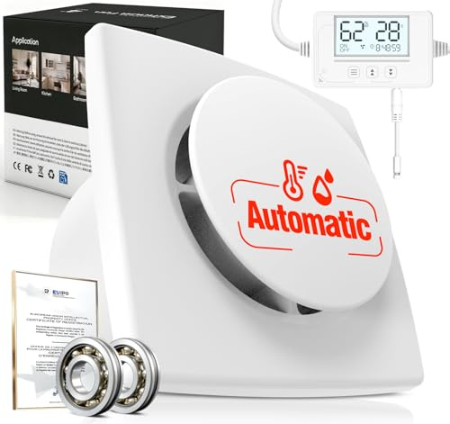 SBONNI Badlüfter mit Feuchtigkeitssensor Temperatursensor Timer - 3 Stufen Bad Lüfter 100mm - Automatischer leiser Leistungsstark Abluftventilator for Badezimmer WC keller P117 (ohne Fernbedienung)