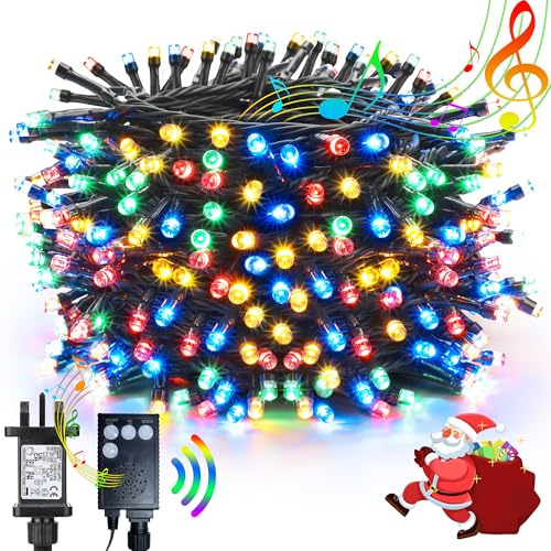 NEXVIN Christmas Tree Lights, 20M 200 LED Plug in Christmas Fairy Lights with Christmas Music, Motion Sensor Decorations Lights for Outdoor Indoor Garden Patio Wedding Holiday Party - Multicolor