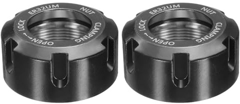 sourcing map ER32-UM(M40) Type Collet Clamping Nut with Dynamic Balance Holes 40Cr Alloy Steel for CNC Machine Chuck Holder Milling Tools Lathe, Black