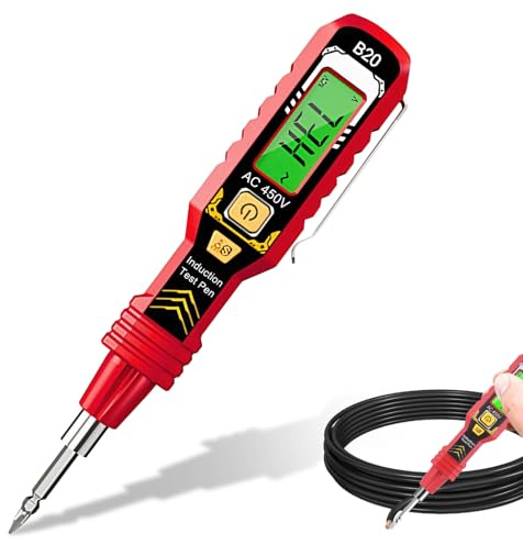 Intelligent Non-Contact Voltage Tester, Electric Tester Pen With Digital Display, Integrated White LED Light, Digital Voltage Detector, 2-in-1 Electricians Tool Pen-sized Testers(Red)