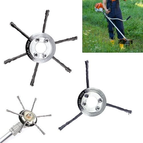 2 piezas de alambre de acero para cortasetos, cabezal cortasetos, cepillo para eliminar hierba y plagas de los cortasetos, comúnmente utilizado para eliminar musgo e insectos a gasolina (6 + 3)