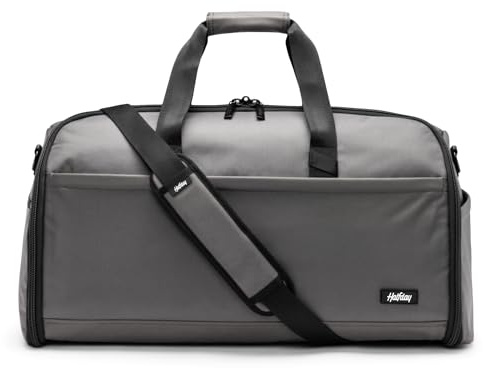 Halfday Convertible 2-in-1 Premium Garment Duffel Weekender Bag 45L | Wrinkle-Free Travel, Hanging Suit Compartment, Shoe Pockets, Trolley Sleeve. Balistic Nylon Carry-on, Ash
