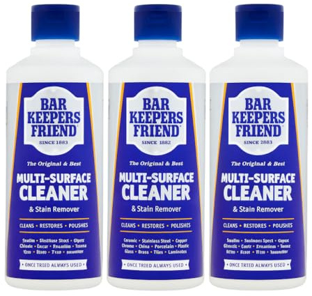 Bar Keepers Friend Multi-Surface Cleaner 3x250g - Original & Best - Cleans, Restores and Polishes - Perfect for Work Surfaces, China & Glassware, Stainless Steel Sinks, Cookers and Cookware