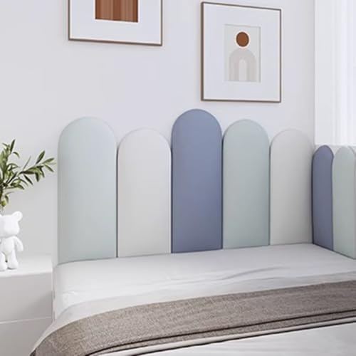 Peel and Stick Headboard - 3D Upholstered Wall Panels for Kids, Anti-Collision Bed Backsplash, Pink Set for Twin & Double Beds, 120x55cm, Easy Installation