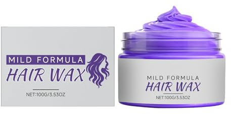 Unisex Hair Wax Color Dye Styling Cream Mud, Temporary Hair Color Wax Natural Hairstyle Pomade, Washable Temporary, Hair dye Suitable for Parties, Role Playing and Christmas (Lila)
