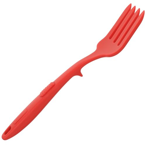LALADEFIEE Fourchette à Pâtes en Silicone Réutilisable Rouge Grosse Taille Lavable Ergonomique Accessoire Cuisine pour Servir Spaghetti et Salades en Famille Restaurant ou Camping
