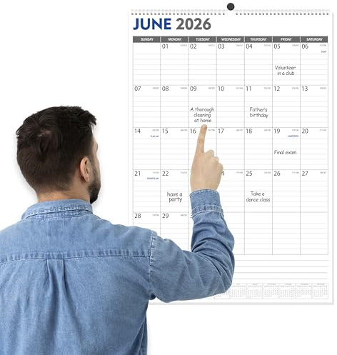 GuassLee Large Wall Calendar 2026-2027, 22x15 Vertical Wall Calendar 2026, Jun. 2026 to Dec. 2027, 19-Month Paper Hanging Planner Wall with Julian Date for Office Home Planning & Organizing