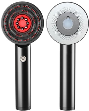 3-in-1 Rotlicht Haarbürste Elektrisch Kopfmassagegerät mit 6ML Haaröl Applikator, Kopfhautmassage mit Rotlicht/Blaulicht/Mischlicht, IPX7 Wasserdicht