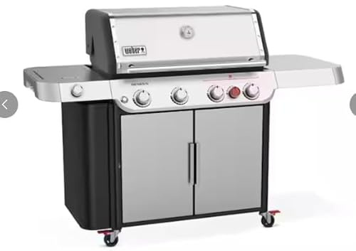 Genesis S-435 4-Burner Propane Gas Grill in Stainless Steel with Side Burner