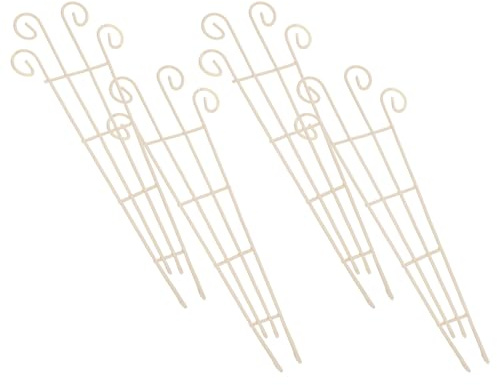 Healifty Lot de 4 Mini Treillis d'escalade DIY en Fer Forgé Couleur Beige Clair, Supports pour Plantes Grimpantes en Pot, Décoration Jardin et Intérieur, Structure Résistante et Compacte,