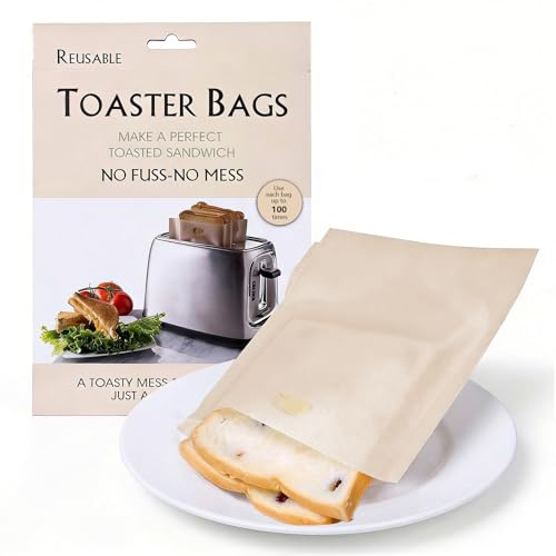 HAGOT 16pcs Bolsas Tostada, Tostadora Reutilizable Antiadherente, Resistente al Calor Tostar para Sándwich, Microondas, Parrilla (16.5 x 16cm)