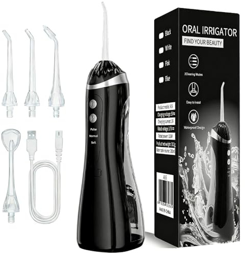 Limpiador interdental eléctrico, Water Flosser, Wireless Oral Irrigator, Portátil Electric Dental Irrigator con 3 modos, 4 puntas de chorro reemplazables, IPX6 Waterproof, para uso doméstico y de