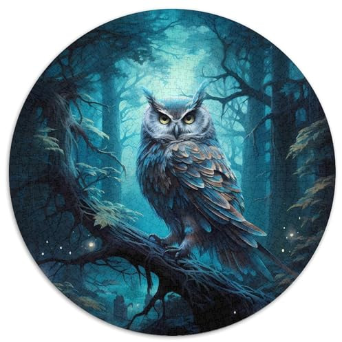 Puzzle Chouette aux Yeux Bleus 1000 pièces Rond forêt enchantée Jeux Enfants et Famille pour Jeu Familial et idée Cadeau d’Anniversaire pour Amis 1000 pièces (67,5x67,5 cm)