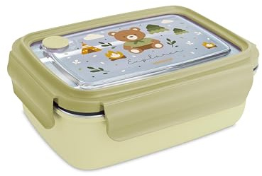 Miniland Steel Lunchbox Explorer - Fiambrera Infantil Acero Inoxidable 800 ml | Hermética con Cierre Seguro | Sin BPA, Resistente y Apta Lavavajillas | Ideal para Colegio
