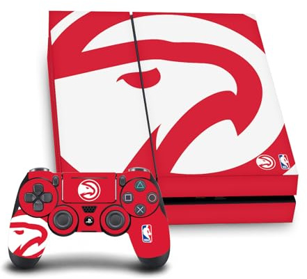 Head Case Designs Officially Licensed NBA Oversized Atlanta Hawks Logo Vinyl Sticker Gaming Skin Decal Cover Compatible With Sony PlayStation 4 PS4 Console and DualShock 4 Controller Bundle