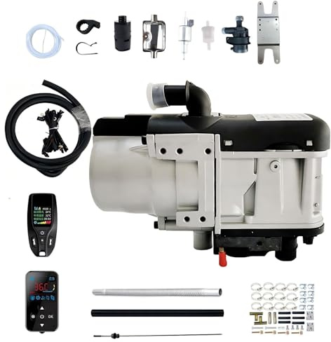 Kit Calefacción Estacionaria Diesel 12V 24V 5000W Precalentador Líquido Con Pantalla LCD Para Motor Y Habitáculo Ideal Para Camping Invernal Y Camiones Pesados(12V)